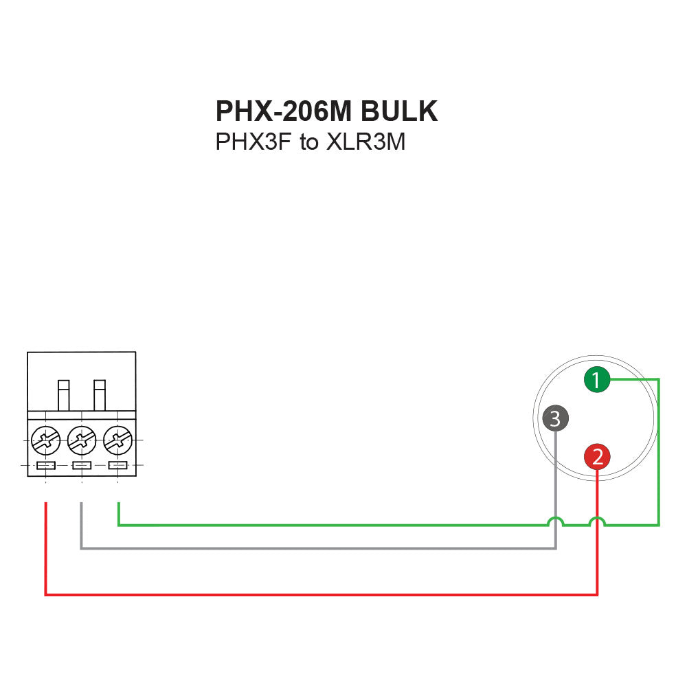 Hosa PHX-206M-BULK Low-voltage Adaptor, PHX3F to XLR3M, 6 inches