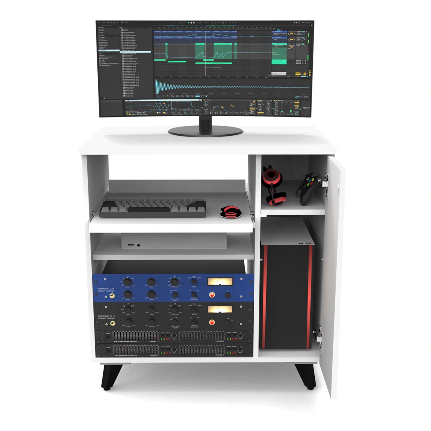 Glorious Modular Side Rack - Extension for Sound Desk or Workbench Workstations (White)