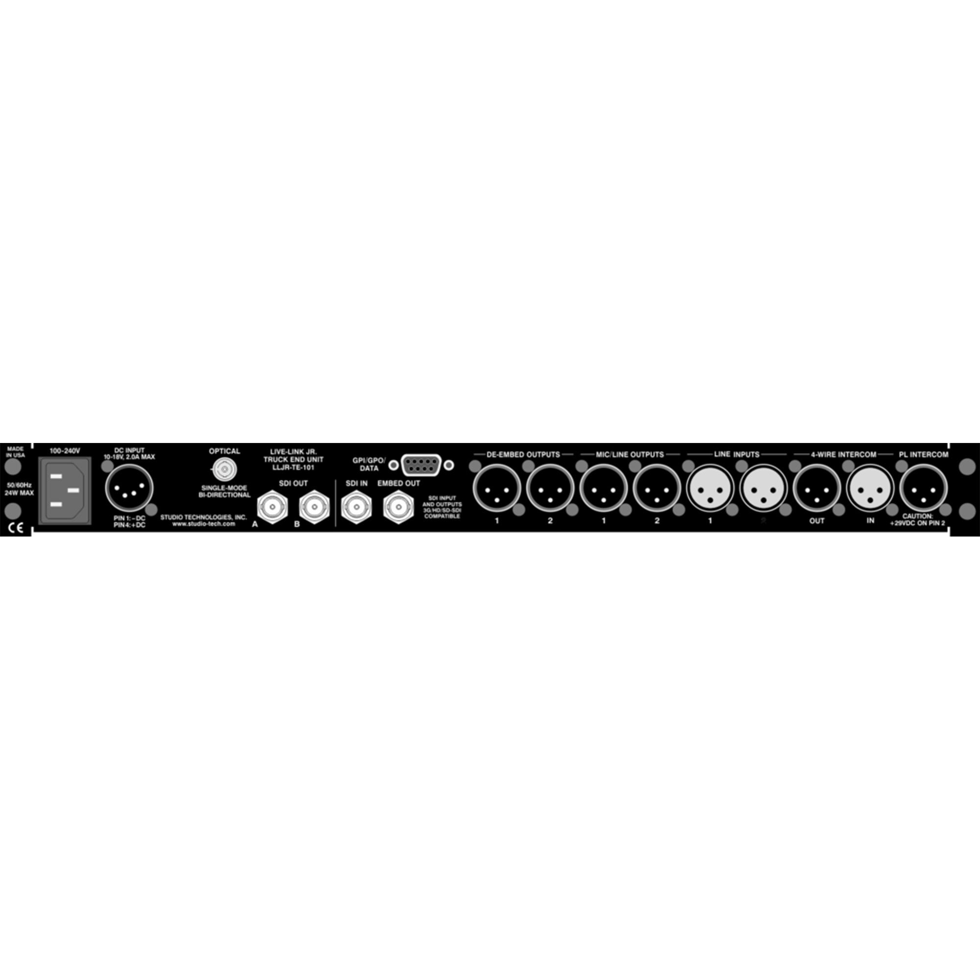 Studio Technologies LLJR-TE-106 - Live-Link Jr. Truck-End Fiber Transport Interface