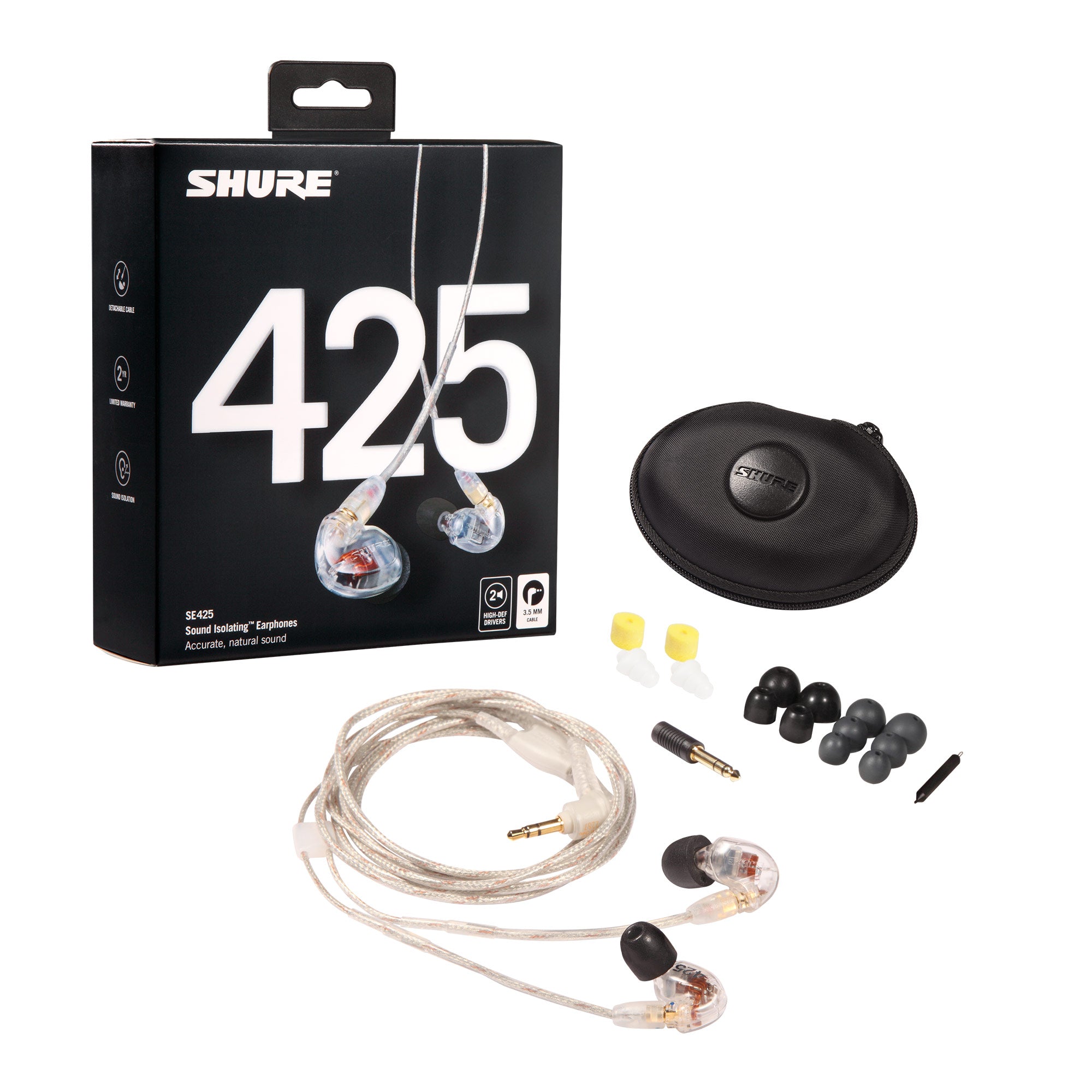 Shure SE425-CL Dual High-Definition Sound Isolating Earphones - Clear
