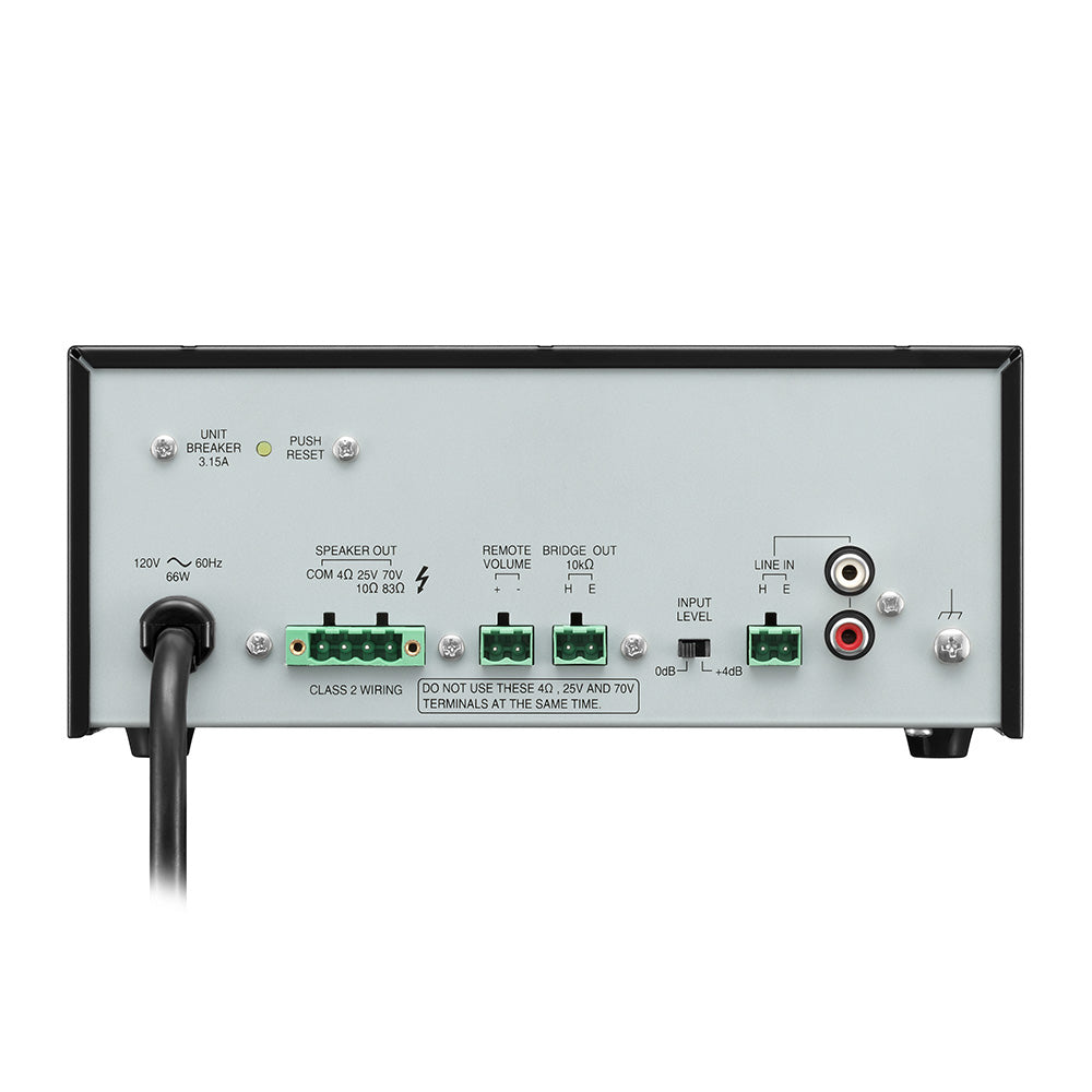 TOA BA-260 - 60-Watt 4-Ohm/25/70V Mono Power Amplifier with Stereo Line Input