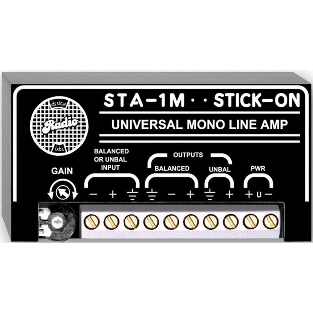 RDL STA-1M Stick-On Series Mono Audio Line Amplifier