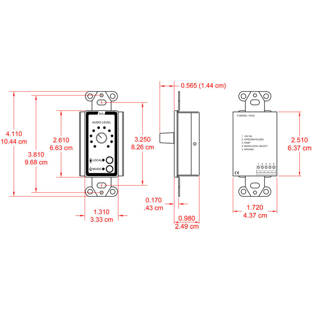 RDL D-RCX2 Room Control for RCX-5C Room Combiner (White)