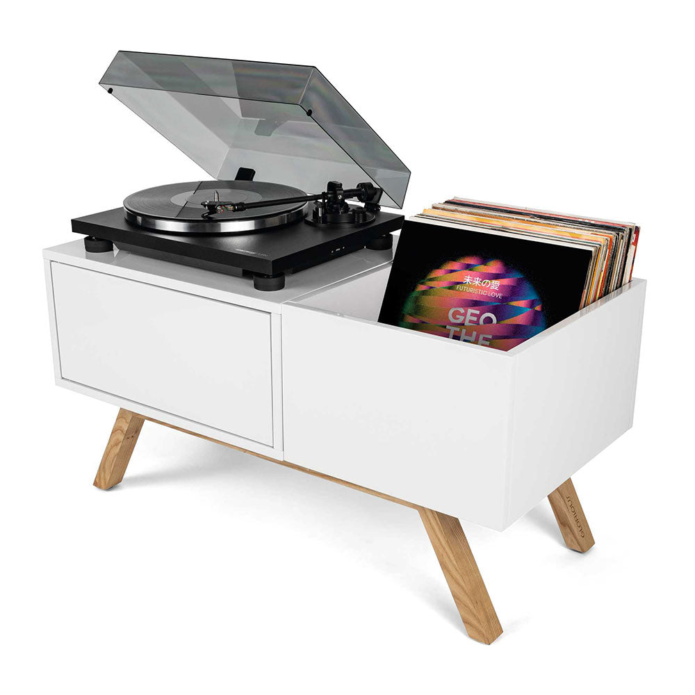 Glorious Turntable Lowboard - Furniture with Storage (White)