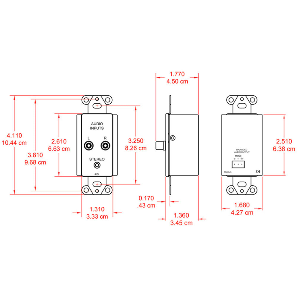 RDL DS-CIJ3C Consumer Input Jacks Ð Mono - Custom Engraving Option