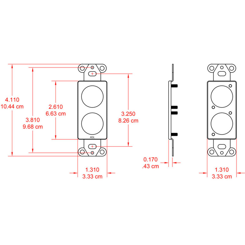 RDL DS-D2 Double plate for standard and specialty connectors - Stainless