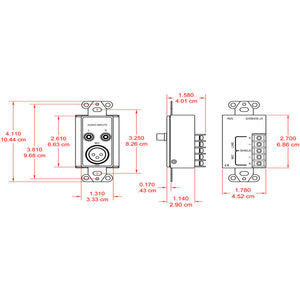 RDL DB-J3 XLR Mic/RCA Line Input Assembly in Decora Wall Plate - Custom Engraving Option