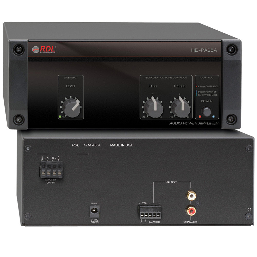 RDL HD-PA35A HD Series 35 Watt Power Amplifier (25/70/100 Volt)