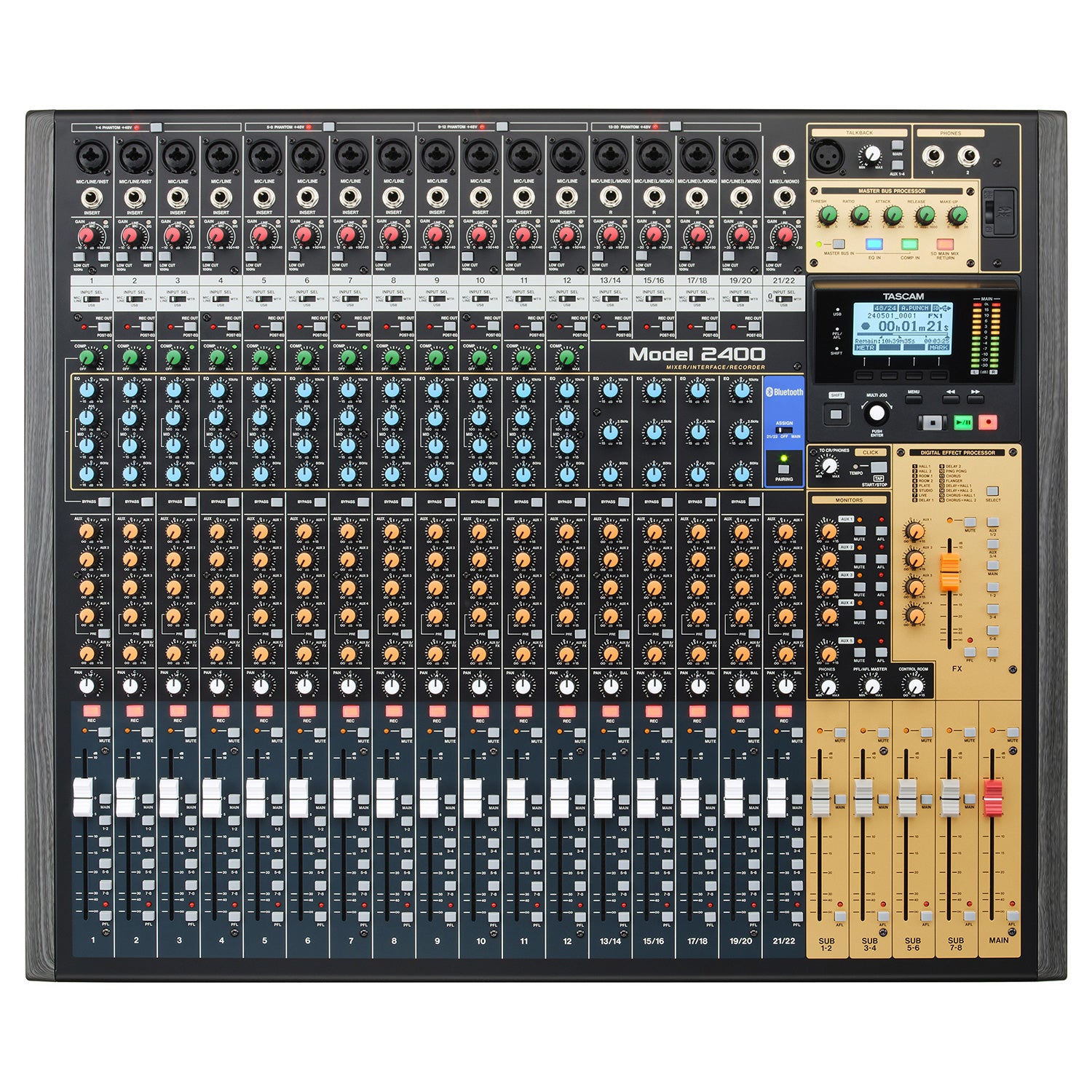 Tascam Model 2400 - 24-Track Flagship Analog Recording Console / Live Mixer with Audio Interface