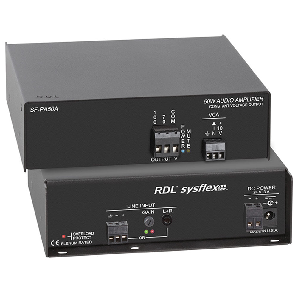 RDL SF-PA50A 50 W Mono Audio Amplifier - 70v or 100v