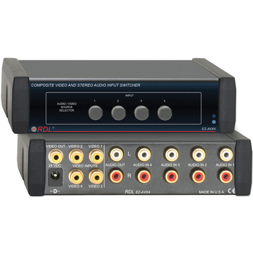 RDL EZ-AVX4 Composite Video and Stereo Audio Input Switcher - 4X1