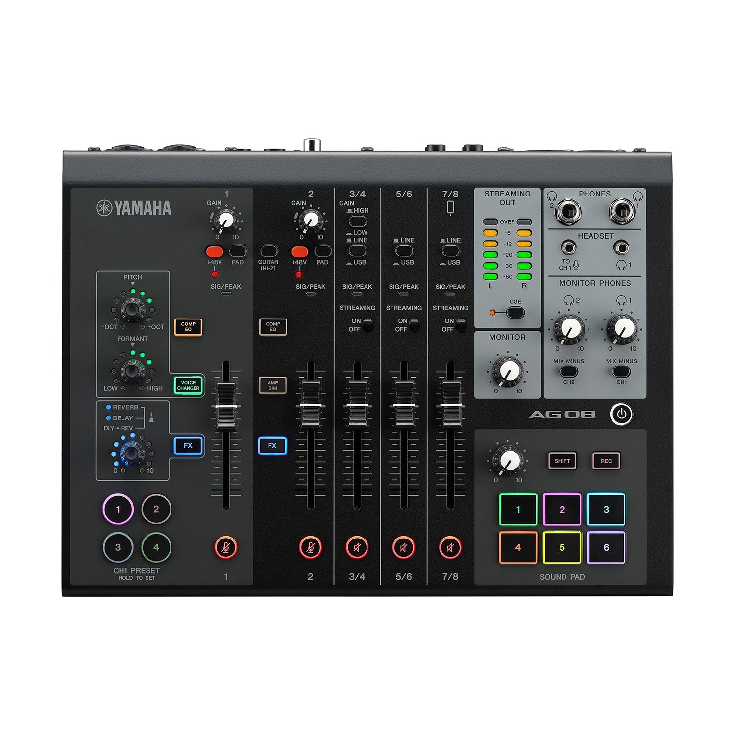 Yamaha AG08 - Live Streaming 8-Channel Mixer (Black)