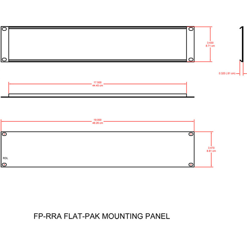 RDL FP-RRA Rack Rail Adapter for Flat-Pak Modules