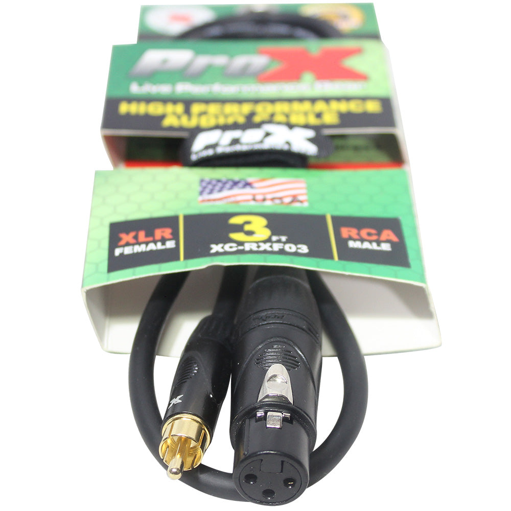 ProX XC-RXF03 3 Ft. Unbalanced RCA to XLR-F High Performance Audio Cable