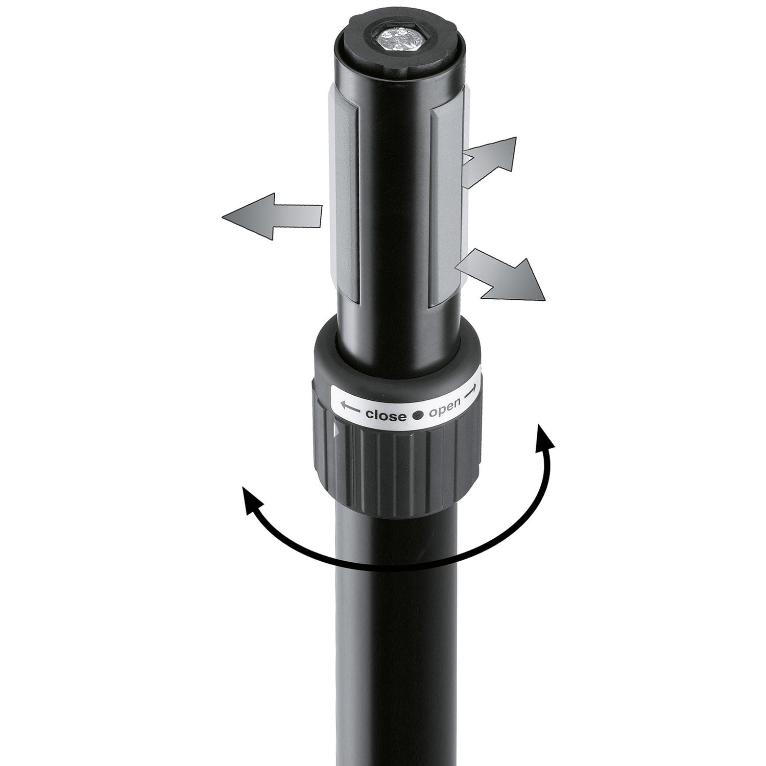 K + M 21340 Speaker Distance Rod with Hand Crank and Ring Lock (Black)