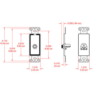 RDL DB-1/4F 1/4-Inch Phone Jack on Decora Wall Plate - Custom Engraving Option