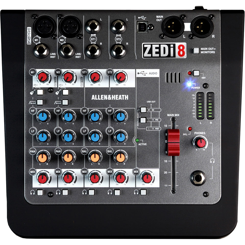 Allen and Heath ZEDi8 Hybrid Compact Mixer and 2x2 USB Interface