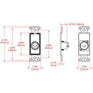 RDL D-XLR3M XLR 3-pin Male Jack on D Plate - Terminal Block - Custom Engraving Option