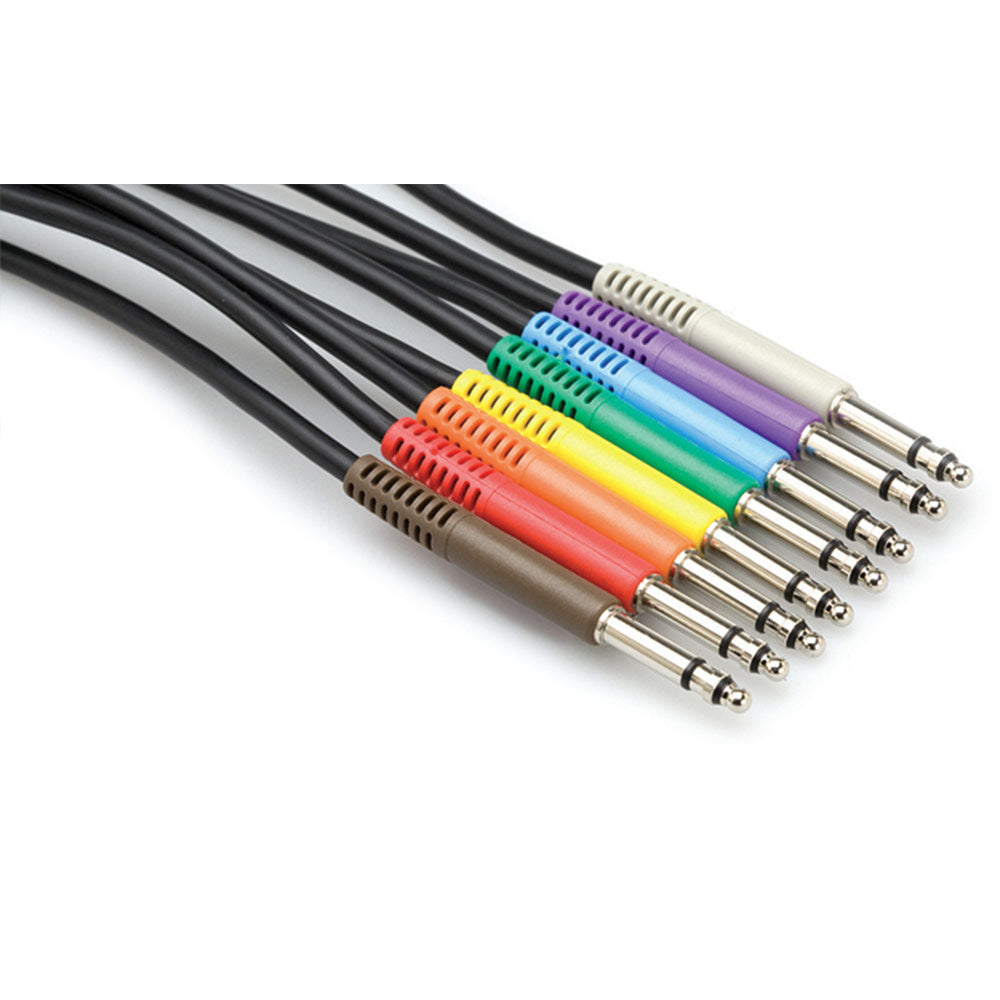 Hosa TTS-830 Balanced Patch Cables - TT TRS to Same - 1Ft (Set of 8)
