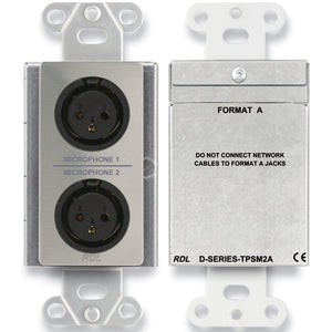 RDL DS-TPSM2A Decora Mount Dual-Channel Format-A Mic Preamp (Stainless) - Custom Engraving Option