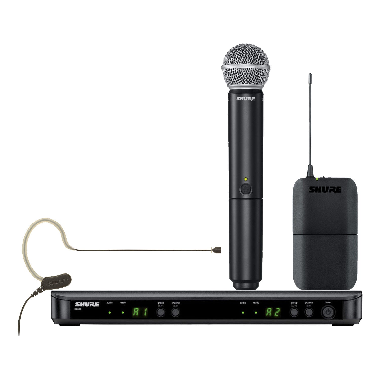 Shure BLX1288/MX153 Combo Wireless System with SM58 Handheld / MX153 Earset (J11 Band - 596-616 MHz)