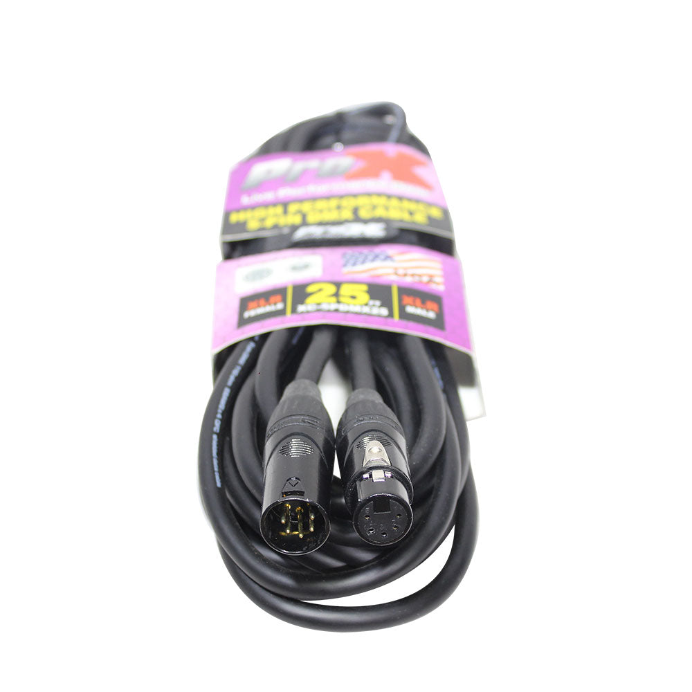 ProX XC-5PDMX25 25 Ft. DMX XLR5-M to XLR5-F High Performance Cable