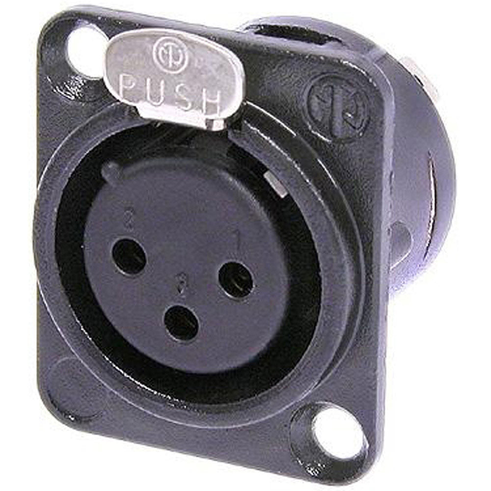 Neutrik NC3FDLBAG1 XLR3F Panel Receptacle (Black with Silver Contacts)