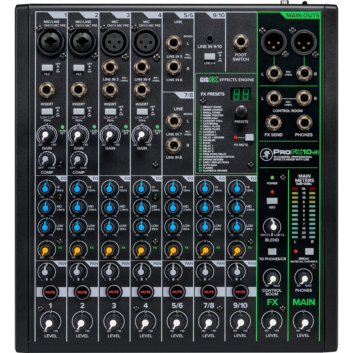 Mackie ProFX10v3 10 Channel Professional Effects Mixer With USB
