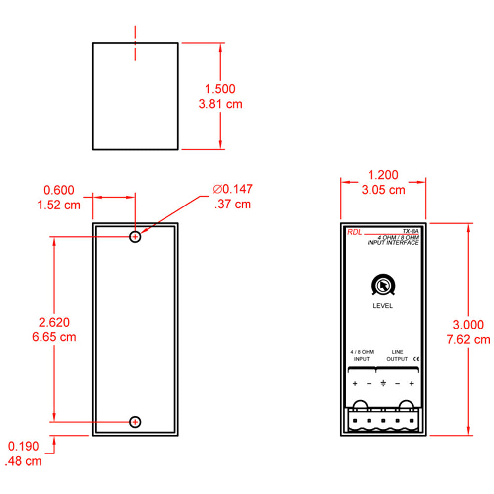 RDL TX-8A 4 Ohm/8 Ohm Input Interface