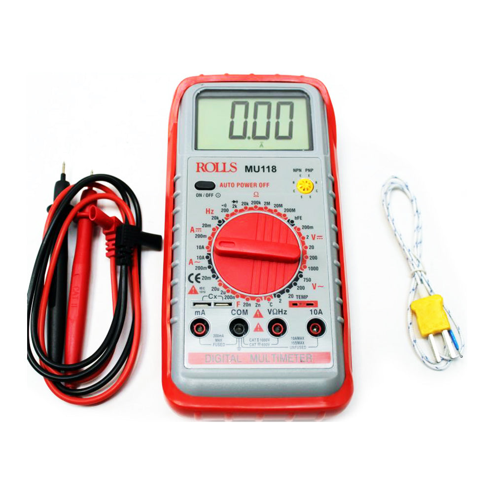 Rolls MU118 Digital Multimeter with Frequency Measurement and Temperature Sensor