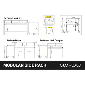 Glorious Modular Side Rack - Extension for Sound Desk or Workbench Workstations (Black)