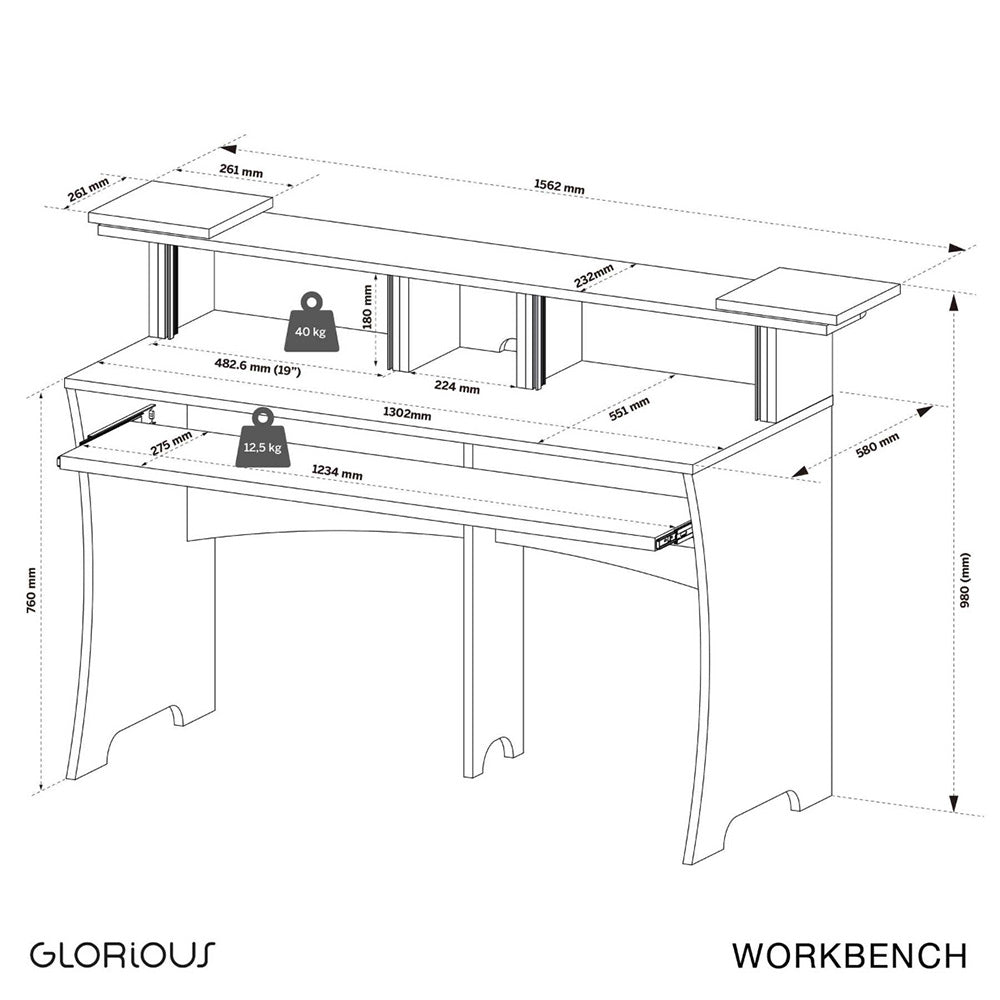 Glorious Workbench - Studio Production or Editing Station Desk (Driftwood)