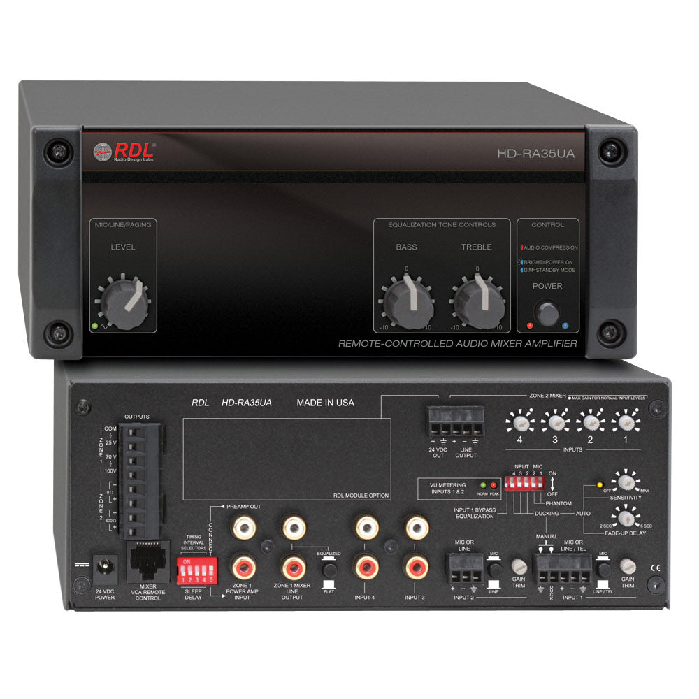 RDL HD-RA35UA HD Series 35 Watt Remote Mixer Amplifier (25/70/100 Volt)