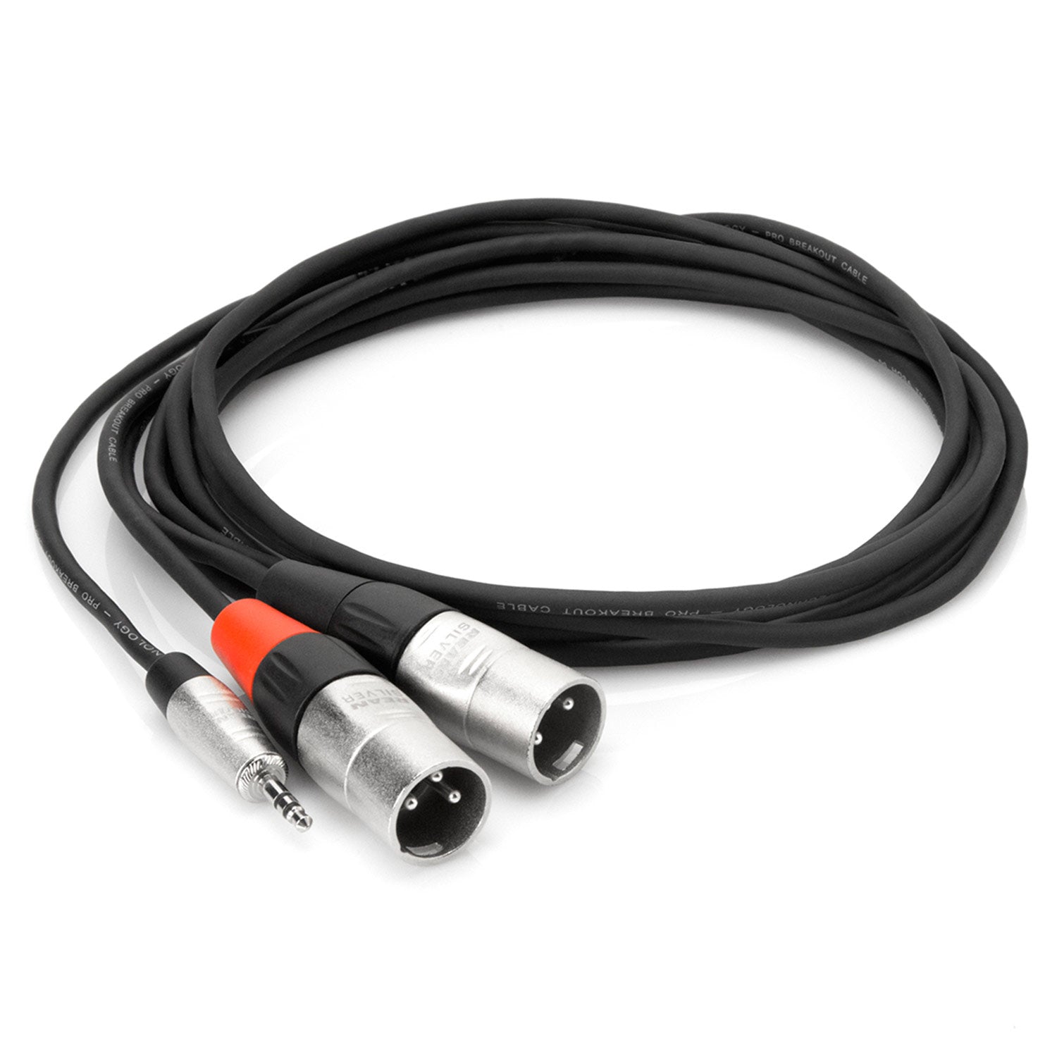 Hosa HMX-003Y Pro Stereo Breakout, REAN 3.5 mm TRS to Dual XLR3M, 3 feet