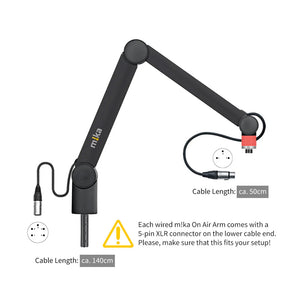 Yellowtec YT3505-XLR - m!ka On-Air Microphone Arm XS (Black / XLR Ends)