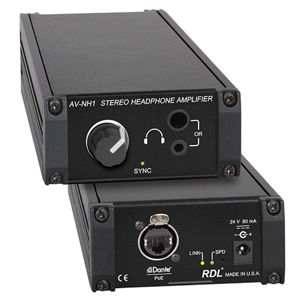 RDL AV-NH1 - Dante Network to Stereo Headphone Amplifier