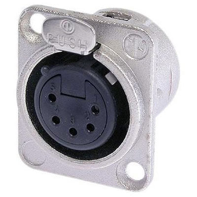 Neutrik NC5FD-L-1 DL1 Series 5 Pin Female Panel Mount Receptacle - Nickel/Silver