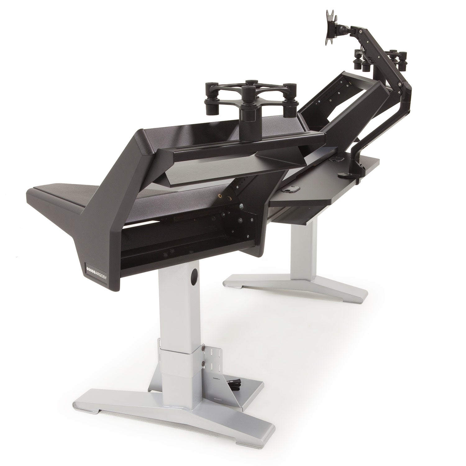 Argosy HALO-K-XC-B-S Halo K Ultimate-Halo K,2 Shelves,Pr. 160 Spkr Platforms,Kybrd Try,D8 Monitor Arm, Cpu Shelf