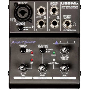 ART USBMix Project Series 3 Channel Mic/Line USB Mixer