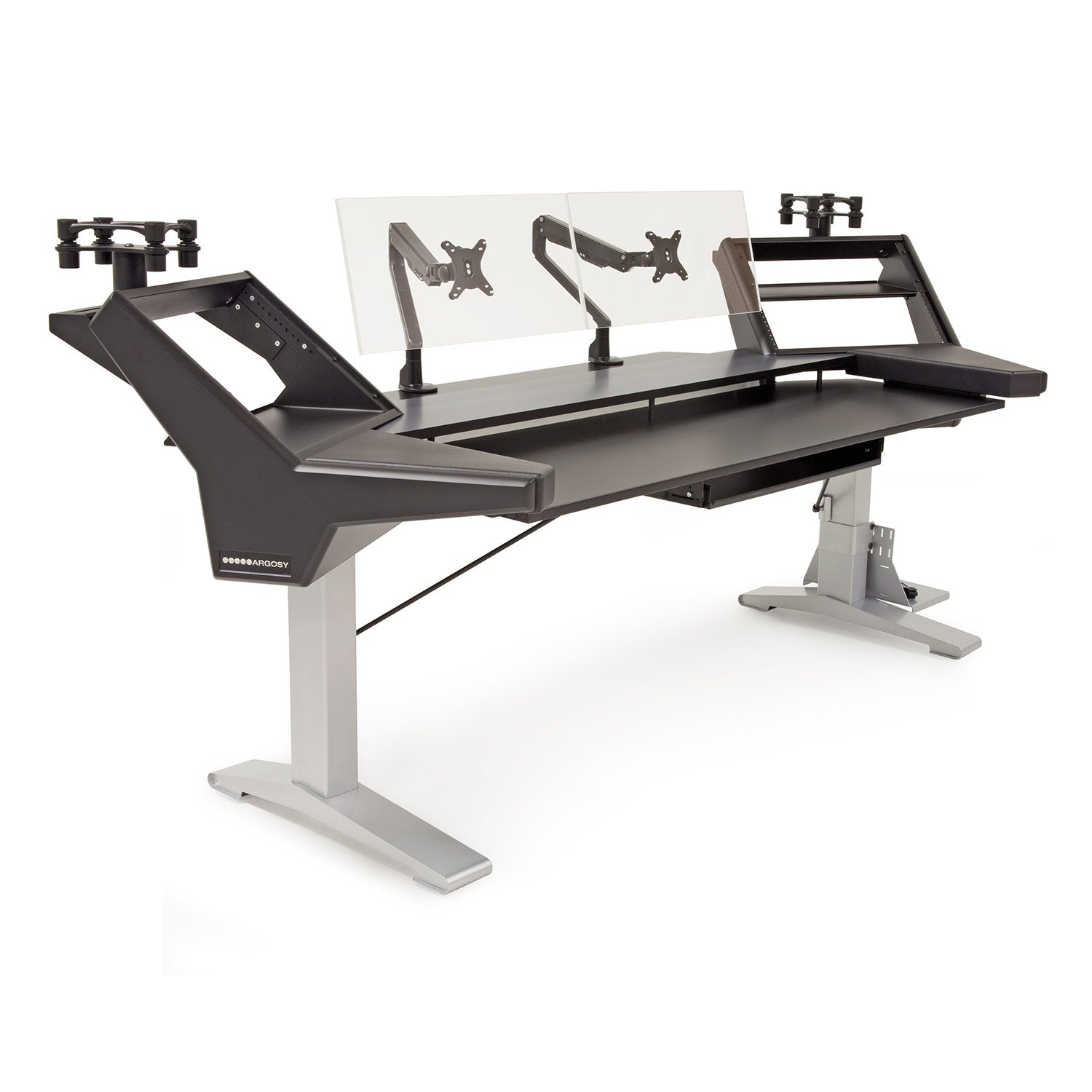 Argosy HALO-K88-XC-B-S Halo K88 Ultimate-Halok88,2 Shelves,Pr 160 Spkr Platforms,Kybrd Try,2)D8 Monitor Arms,Cpu Shelf