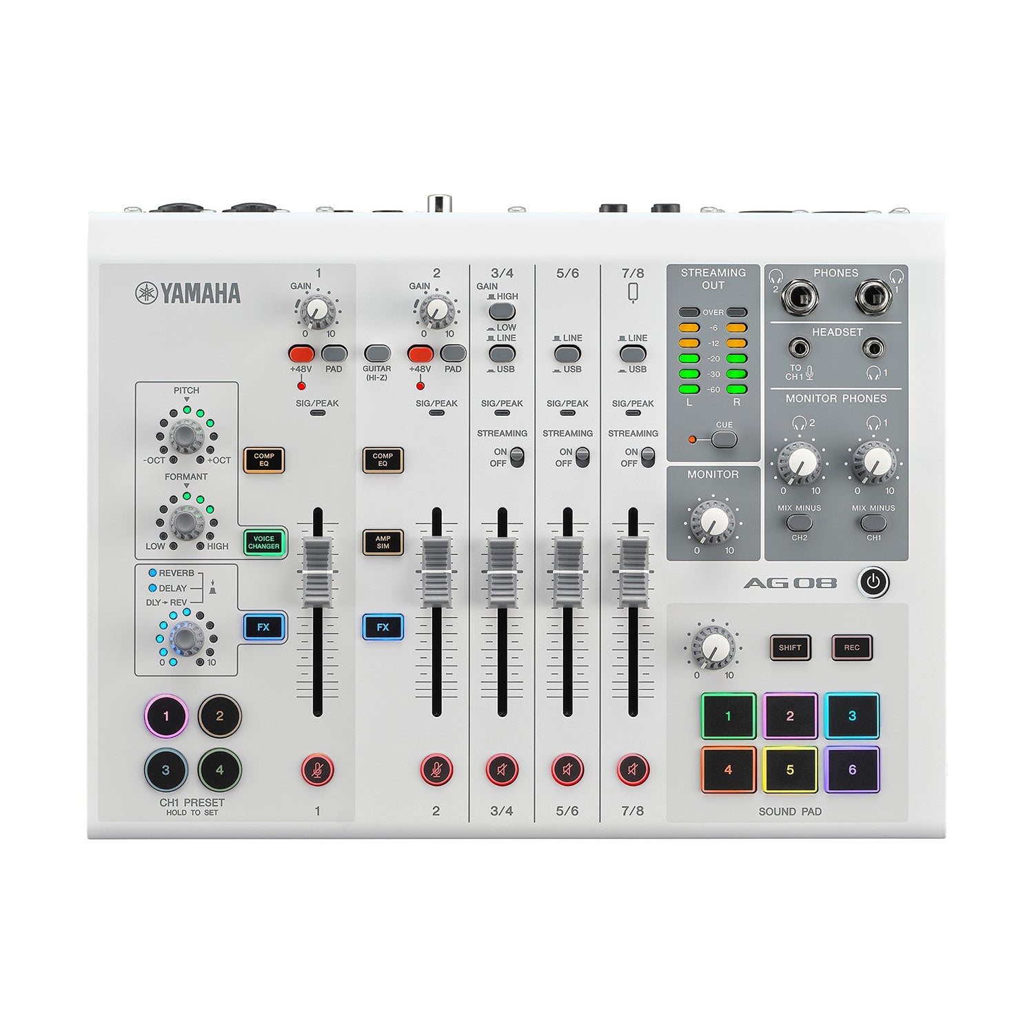 Yamaha AG08 - Live Streaming 8-Channel Mixer (White)