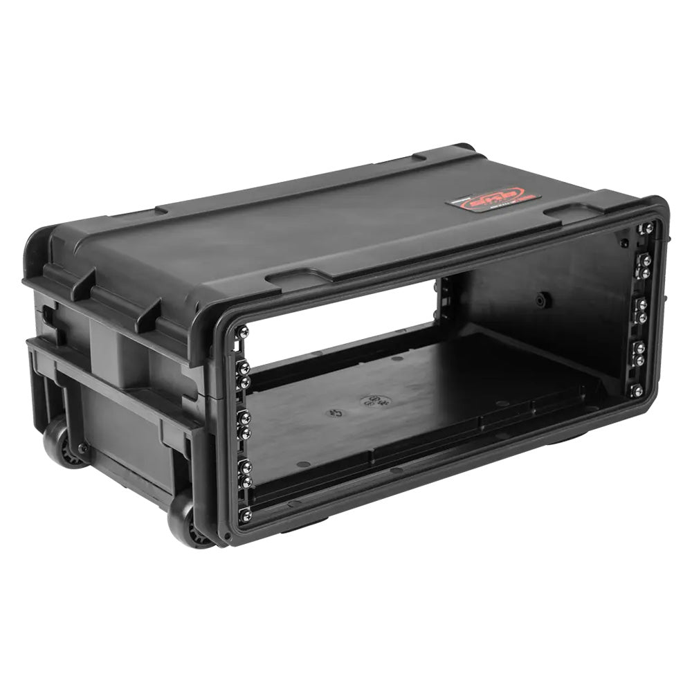 SKB 3i-4U11-W - 4-Space Molded Rack Case with Wheels (Black / ATA Overhead Bin Sized)
