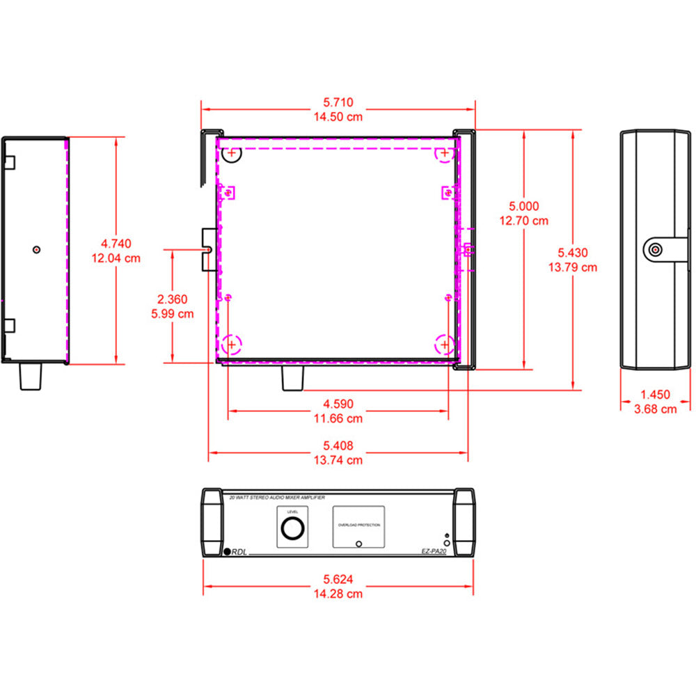 RDL EZ-PA20 20 Watt Stereo Audio Power Amplifier