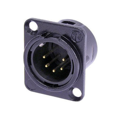Neutrik NC5MD-L-B-1 Receptacle DL1 Series - 5 Pin Male - Solder Cups - Black/Gold