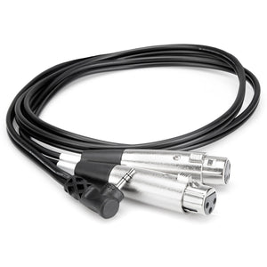 Hosa CYX-402F Dual XLR3F to Right-angle 3.5 mm TRS Camcorder Microphone Cable, 2 feet