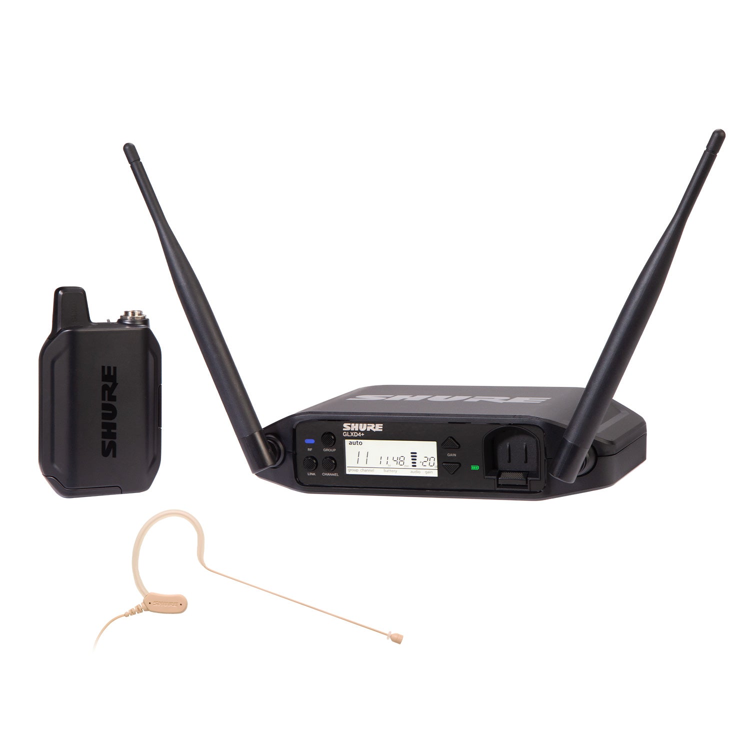 Shure GLXD14R+/MX53 - Digital Wireless Earset Rack System with MX153