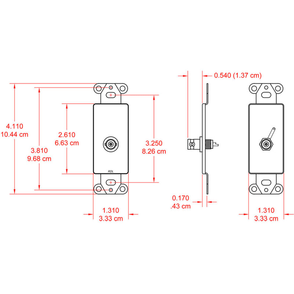 RDL DS-BNCC BNC Jack on D Plate - Solder type - Stainless Steel - Custom Engraving Option