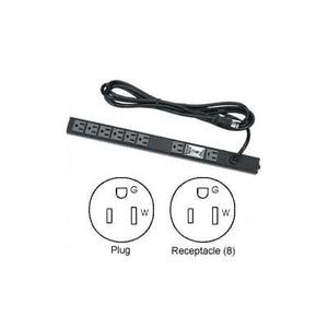 Middle Atlantic PD-815SC - 8 Outlet High Density Slim Power Strip - 15A - Black