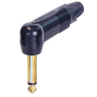 Neutrik NP2RX-B 1/4" TS Right Angle Mono Phone Connector - Black/Gold