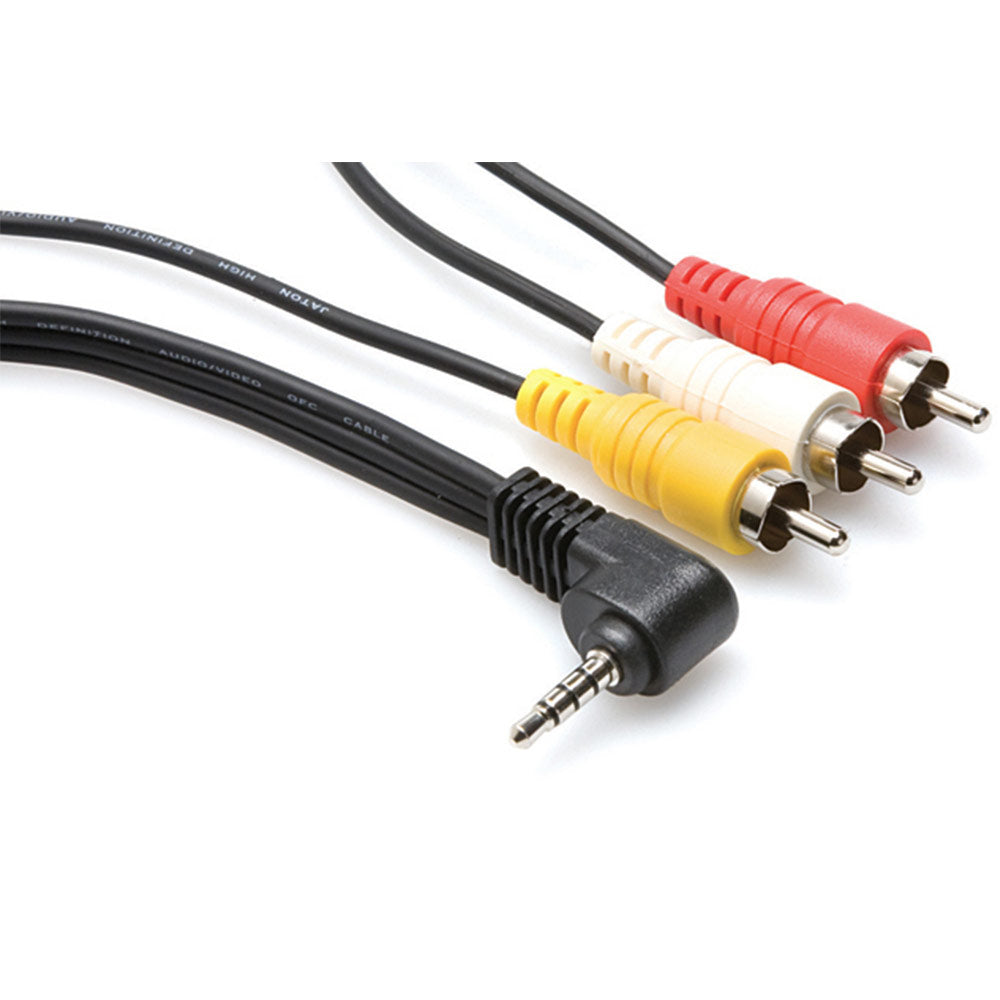 Hosa C3M-105 3.5 mm TRRS to Composite Video and Stereo Audio Camcorder AV Breakout Cable, 5 feet